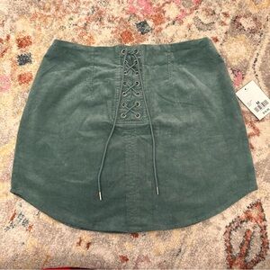 Forever 21 Teal Lace-Up Skater Skirt